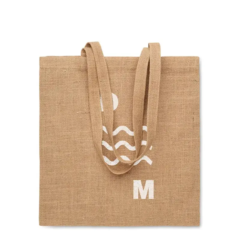 Jute boodschappentas met lange hengsels en full colour bedrukking