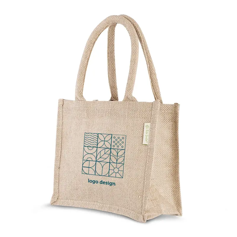 Klein jute tasje met lange hengsels als verpakking