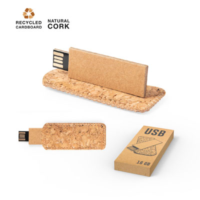 USB 16GB in kurk zakje - Afbeelding 1