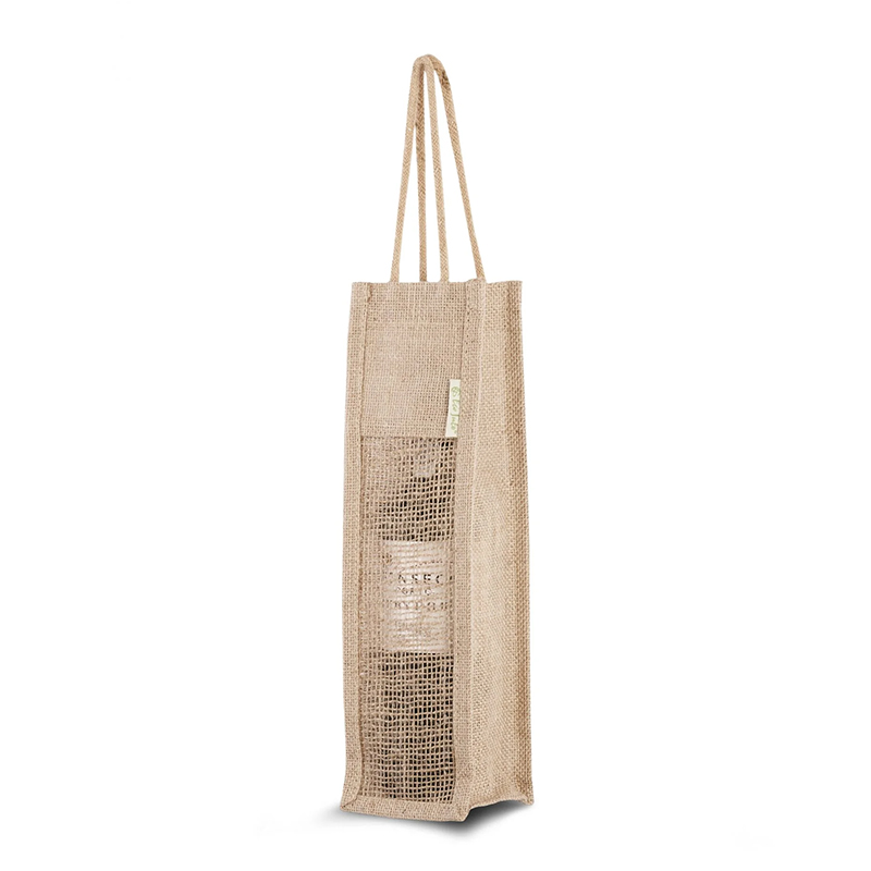 Jute wijntas (1 fles) - Afbeelding 2