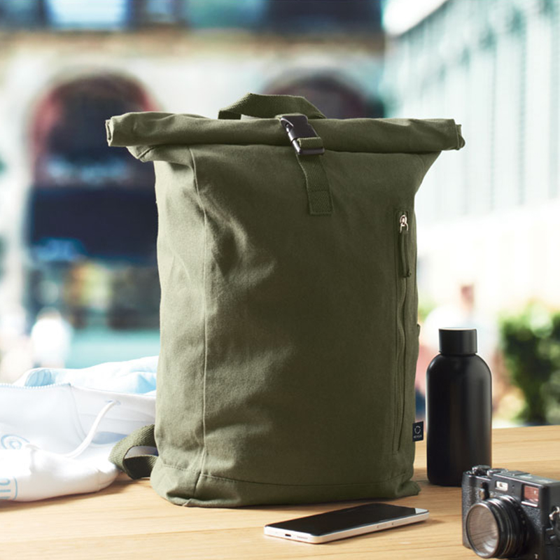 Rolltop rugzak gerecycleerd katoen - Afbeelding 4