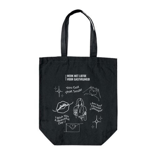 Canvas shopper klein zwart - Afbeelding 1